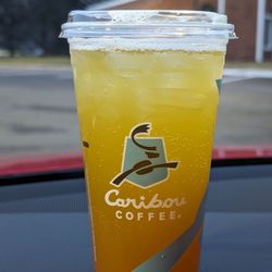 Caribou Coffee - Large sparkling green tea lemonade. I got a large for a medium charge.