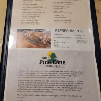 Pine Cone Restaurant - Menu 03/2025 - New American Near Me - Johnson Creek, Wisconsin