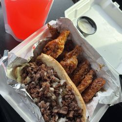 My Daddy’s Son - Strawberry Lemonade, Steak Philly all the way, and honey garlic wings.