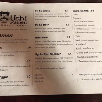 Ramen 4 Real - Menu 1 of 2 - Ramen Near Me - Reno, Nevada
