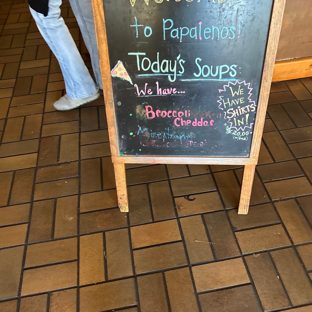a chalk board with a sign that says welcome to papatones today's soups a chalk board with a sign that says welcome to papatones today's soups