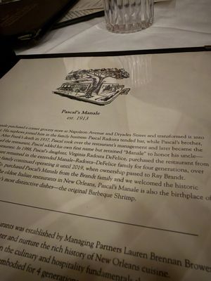 Menu photo 1 Pascal's Manale New Orleans, LA Menu photo 1 Pascal's Manale New Orleans, LA