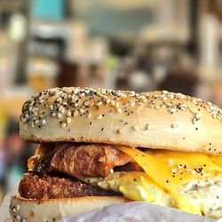Caffe Barista & Deli - Double egg - hashbrown - bacon - cheese - everything bagel - Cafe Barista will make your day!