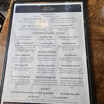 Nancy Hands Bar & Restaurant - Menu - Pubs Near Me - Dublin, D Nancy Hands Bar & Restaurant - Menu - Pubs Near Me - Dublin, D