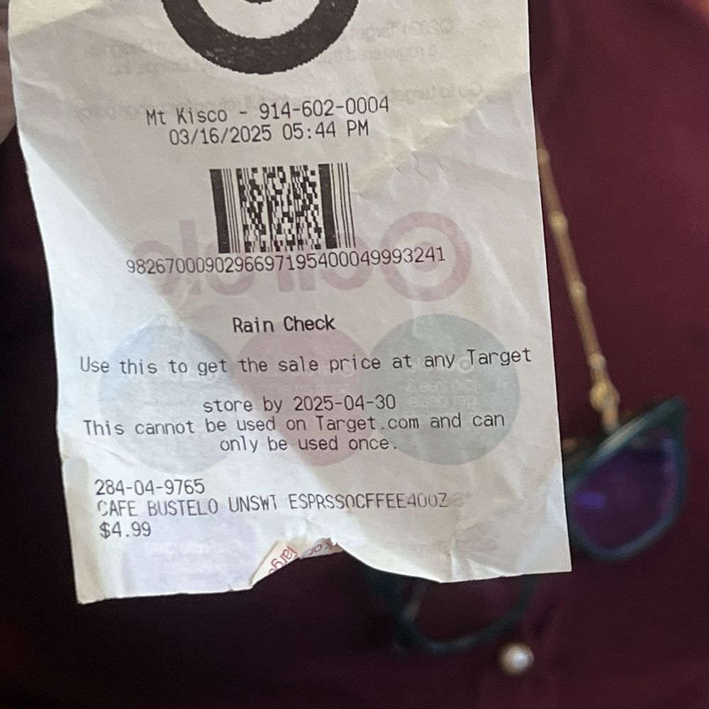 Target - Coffee coupon rain check 2 - Department Stores Near Me - Mount Kisco, New York Target - Coffee coupon rain check 2 - Department Stores Near Me - Mount Kisco, New York