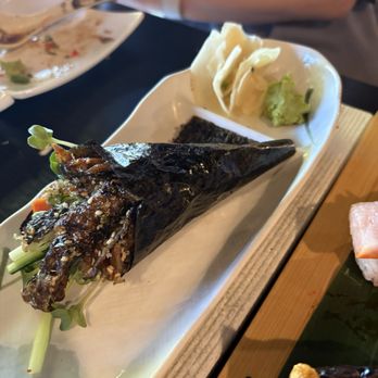 Huku Japanese Bistro - Salmon Skin Handroll - Japanese Near Me - Davis, California Huku Japanese Bistro - Salmon Skin Handroll - Japanese Near Me - Davis, California