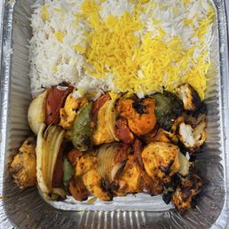 Chicken kabob with basmati rice. Chicken kabob with basmati rice.