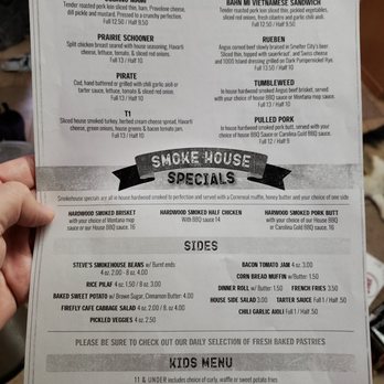 Firefly Cafe - Menu back - Cafes Near Me - Anaconda, Montana