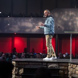 NewHope Church - Lead Pastor, Adam Bishop preaching on a Sunday morning