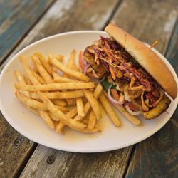 True Grit American Bistro - The special this week.... It's a blackened cod po-boy with Ancho-chile Cole slaw. It's absolutely incredible!!!