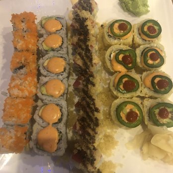 Kabuki - From left to right: California w/caviar, Spicy California, Dragon roll, Las Vegas roll. - Sushi Bars Near Me - Canton, Michigan