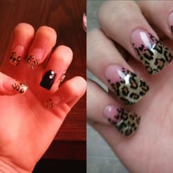 Angel Nails - The pic on the right is the photo i showed her for the style and print. I got the one on the left and was charged 50 bucks forit