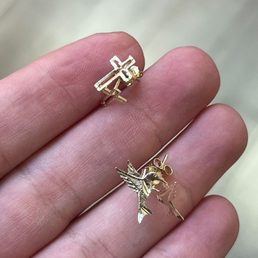 Two sets of gold earrings