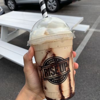 Rise Up Coffee - small caramel coffee smoothie with whipped cream and chocolate drizzle $5 - Coffee & Tea Near Me - Annapolis, Maryland Rise Up Coffee - small caramel coffee smoothie with whipped cream and chocolate drizzle $5 - Coffee & Tea Near Me - Annapolis, Maryland