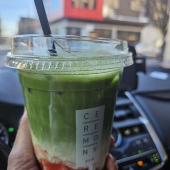 Ceremony - Oatmilk strawberry matcha. The strawberry definitely balanced out earthy matcha. - Tea Rooms Near Me - Providence, Rhode Island