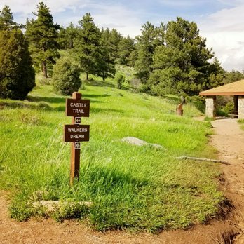 Mount Falcon Park - Shelter and trail signs. - Parks Near Me - Morrison, Colorado