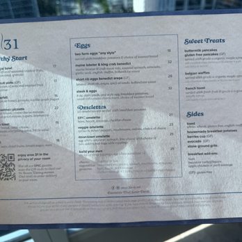 Area 31 - Breakfast menu - Seafood Near Me - Miami, Florida