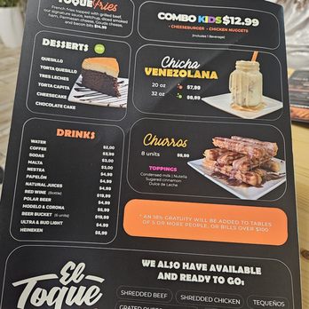 El Toque - Desserts and drink menu - Venezuelan Near Me - Davenport, Florida El Toque - Desserts and drink menu - Venezuelan Near Me - Davenport, Florida