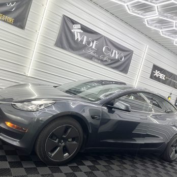Wise Guys Auto Spa - Window Tinting 35% lighter tint for a clean look on Tesla Model 3 - Auto Detailing Near Me - Avon, Indiana