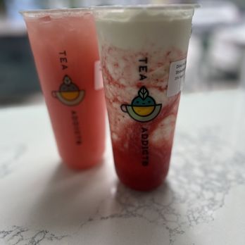 Tea Addicts - 17. Strawberry Yogurt and 35. Rose Yakult - Bubble Tea Near Me - Seattle, Washington Tea Addicts - 17. Strawberry Yogurt and 35. Rose Yakult - Bubble Tea Near Me - Seattle, Washington