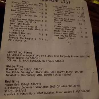Porchlight - Drink menu at SF Sketchfest event (Great American Music Hall) - Performing Arts Near Me - San Francisco, California