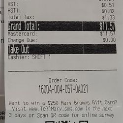 Mary Brown's Famous Chicken & Taters - I was charged $1.25 extra for requesting that the 2 pieces of chicken be dark meat.