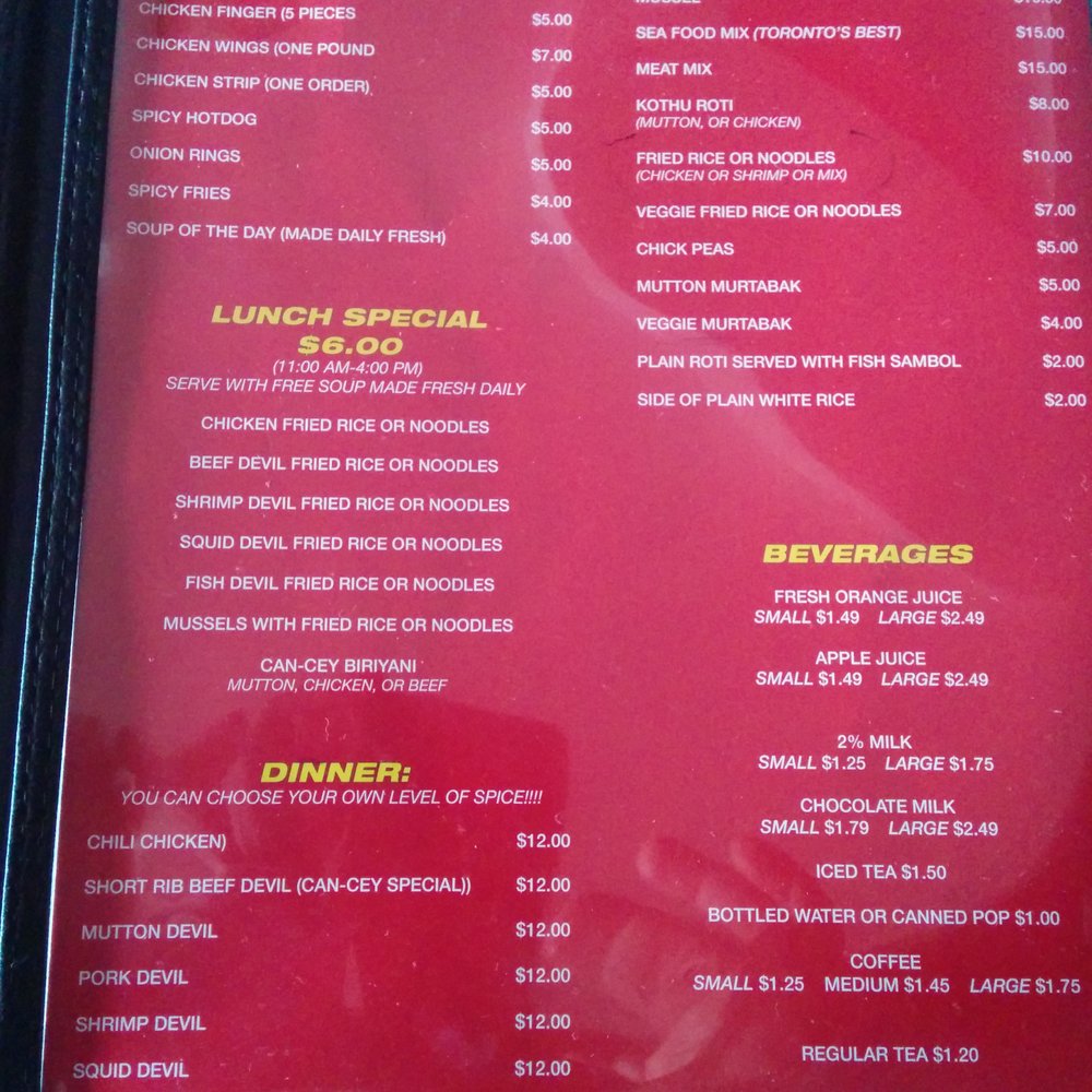 Can-Cey Restaurant - the menu of the restaurant - Diners Near Me - Scarborough, Ontario Can-Cey Restaurant - the menu of the restaurant - Diners Near Me - Scarborough, Ontario