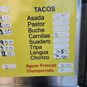 Tacos Xochimilco - Types of meats - Food Trucks Near Me - Oakland, California Tacos Xochimilco - Types of meats - Food Trucks Near Me - Oakland, California