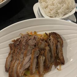Com Viet - Crispy duck with stir fried lemongrass and veggies.