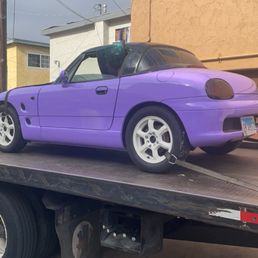Car on tow bed Car on tow bed