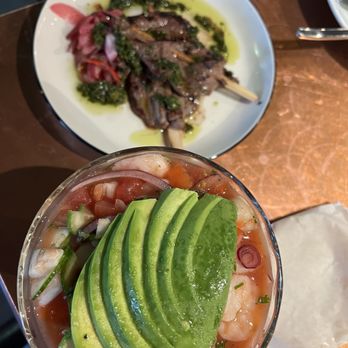 El Barrio - Shrimp cocktail and  beef skewers - Sports Bars Near Me - Oakland, California