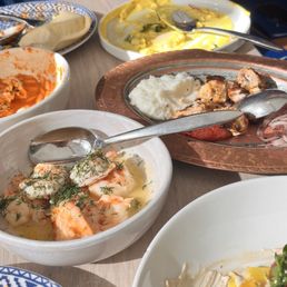 Scallops, shrimp, Chicken Youvetsi