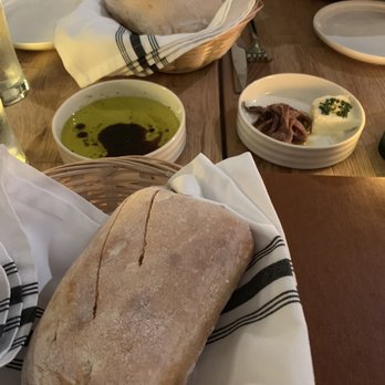 Mama - Bread with olive oil-balsamic vinegar, anchovies - butter - Italian Near Me - Oakland, California Mama - Bread with olive oil-balsamic vinegar, anchovies - butter - Italian Near Me - Oakland, California