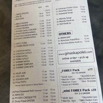 Gina's Kapolei - Menu - Barbeque Near Me - Kapolei, Hawaii
