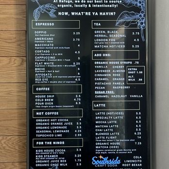 Refuge Coffee and Beer - Coffee menu - Coffee & Tea Near Me - San Antonio, Texas