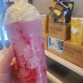 Starbucks - Strawberry Frap with Sugar Free Vanilla Syrup and Almond Milk - Coffee & Tea Near Me - Pampa, Texas Starbucks - Strawberry Frap with Sugar Free Vanilla Syrup and Almond Milk - Coffee & Tea Near Me - Pampa, Texas