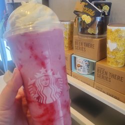 Starbucks - Strawberry Frap with Sugar Free Vanilla Syrup and Almond Milk