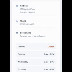 Lucky’s Barber Shop - The website when I walked in showing 8pm closing time