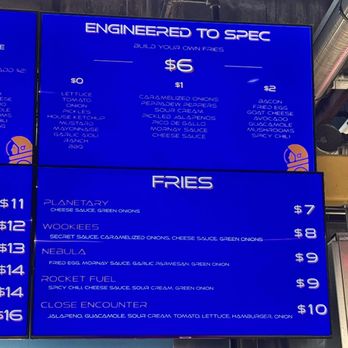 Intergalactic - Fry menu as of 3/2026 - Burgers Near Me - St. Louis, Missouri