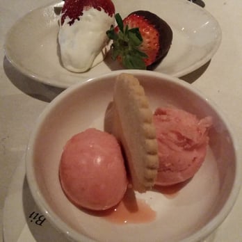 Piatti - Complimentary chocolate covered strawberries. Blood orange sorbet. - Italian Near Me - Sacramento, California Piatti - Complimentary chocolate covered strawberries. Blood orange sorbet. - Italian Near Me - Sacramento, California