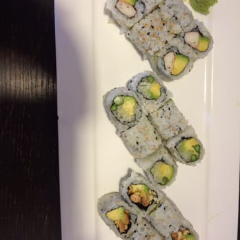 Sakura Garden - 3 roll lunch special, Cali, peanut avocado, and AAC which is asparagus, avocado, cucumber. Not pictured is Miso soup and salad. - Sushi Bars Near Me - Fairport, New York Sakura Garden - 3 roll lunch special, Cali, peanut avocado, and AAC which is asparagus, avocado, cucumber. Not pictured is Miso soup and salad. - Sushi Bars Near Me - Fairport, New York