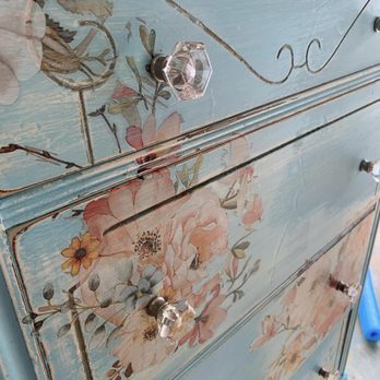 Nest - antique chest of drawers re- done with decals added. - Furniture Repair Near Me