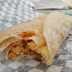 Nirvana's Cup of Joe - My chorizo burrito. A small size was just right.