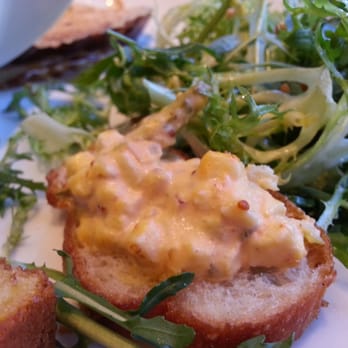 Local Three - Curried Egg Crostini and Winter Greens. - American Near Me - Atlanta, Georgia Local Three - Curried Egg Crostini and Winter Greens. - American Near Me - Atlanta, Georgia
