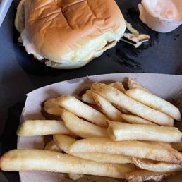 Smash burger with fries