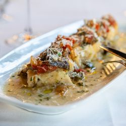 L'Antoinette - Sweet Pepper Gnocchi, Eggplant Caponata, Parmigiana Broth
