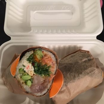 Pokeworks - Delicious sushi burrito with Albacore and Spicy Salmon. - Poke Near Me - Irvine, California