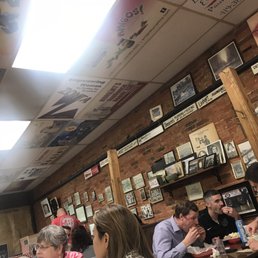 Fun ceiling tiles supporting local businesses.
