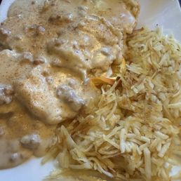 Biscuits and gravy with hash browns Biscuits and gravy with hash browns
