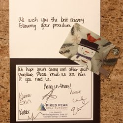 Pikes Peak Oral Surgery & Dental Implant Center - Well wishes and Starbucks cards